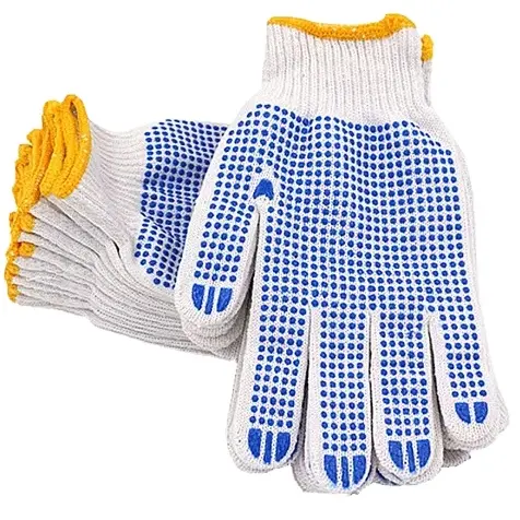Guanti di sicurezza da lavoro in PVC blu guanti antiscivolo e resistenti all'usura guanti di distribuzione in cotone bianco punteggiati blu