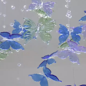 Lustre moderne en verre soufflé fait main, design papillon, décoration artistique, luminaire suspendu contemporain pour plafond, à intensité variable, <span class=keywords><strong>50</strong></span> faisceaux, 4100K - Product Image 2