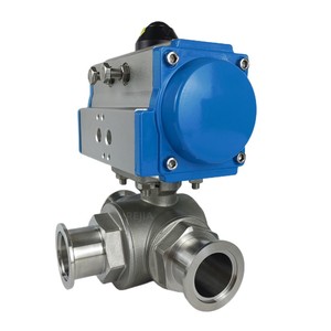 Stainless Steel T Port PTFE <b>Seal</b> Three Way Vacuum Pneumatic Ball Vacuum Pneumatic Ball - Product Image 1