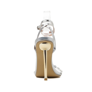 Nuevas Sandalias Romanas de Tacón Alto con Punta Puntiaguda, Electrochapado Metálico, Transparentes y con Pedrería, 2024 - Product Image 5