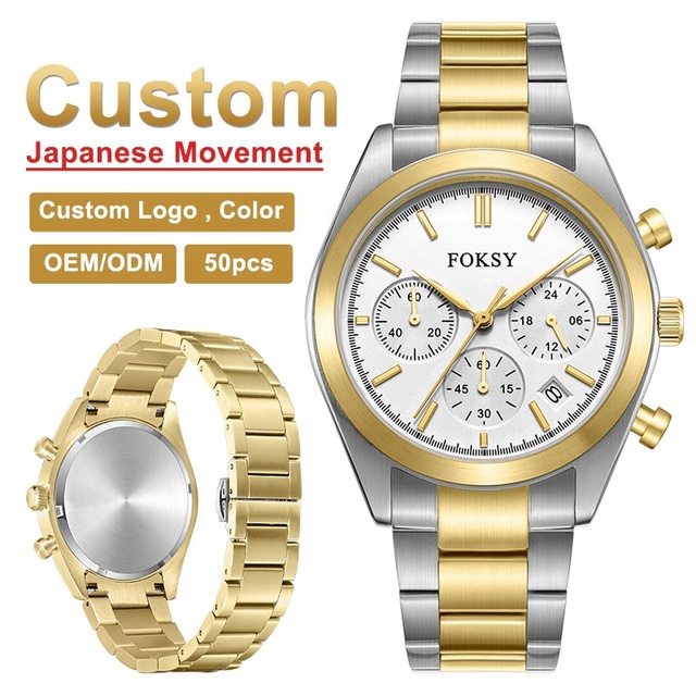 Luxury Oem Watch Custom Logo Low Moq Stainless Steel Quartz Watch Water Proof Personalized Watch Design Clock With Your Own Logo