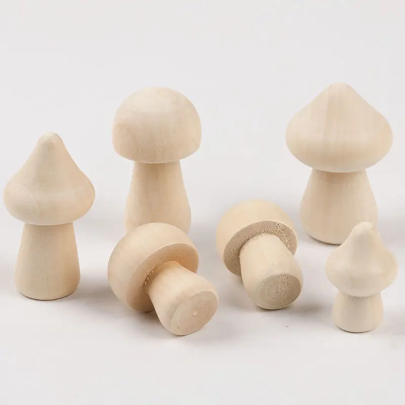 Figurines de champignons mignons mini champignons en bois inachevé pour enfants peinture DIY