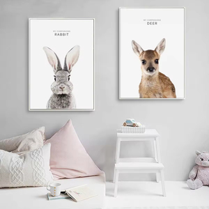 Woodland Animal Art déco toile affiche cerf à long cou et <span class=keywords><strong>ours</strong></span> polaire pour pépinière chambre d'enfants maison chambre décoration - Product Image 1