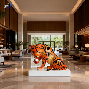 Customized Fiberglass Tiger Sculpture Lifelike Painted Animal Figurine for Commercial Art & Collectible Use - Product Image 4