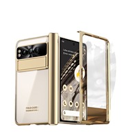 Étui pour téléphone Google Pixel Fold, matériau PC, électroplaqué, transparent, entièrement couvrant, antichoc, avec protection d'écran