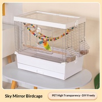Grande Cage à Oiseaux Rectangulaire Transparente pour Perroquets, Nymphées et Agapornis - Fournitures pour Animaux de Compagnie