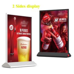 A4 boyutu çift taraflı LED masa üstü Poster çerçevesi şarj edilebilir masaüstü aydınlatma menü standı reklam için çift taraflı tabela - Product Image 6