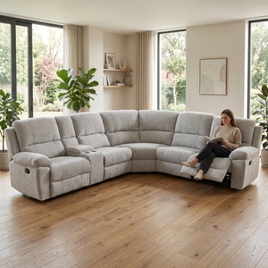 Divano Componibile Moderno Design Cloud, Divano Letto Reclinabile Manuale in Tessuto, Forma a L Ovale, Estensibile e Personalizzabile per Soggiorno - Product Image 2