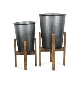 Macetas galvanizadas únicas, acabado pulido plateado, maceta decorativa para jardín de casa, maceta verde, macetas de Metal decentes - Product Image 5