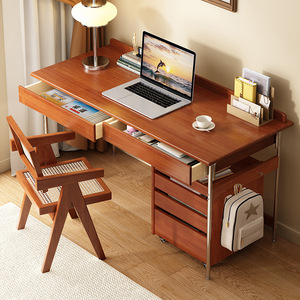 <span class=keywords><strong>Scrivania</strong></span> in Legno Massello Stile Nordico con Sedia, Postazione <span class=keywords><strong>Computer</strong></span> con Mobile Contenitore Rimovibile per Adulti <span class=keywords><strong>e</strong></span> Studenti, <span class=keywords><strong>Scrivania</strong></span> Bianca in Noce - Product Image 2