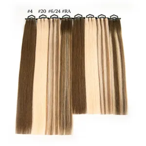 Double drawn cuticle aligned russian single donor raw virgin Tape weft hair extensions human hair Raw unprocessed hair