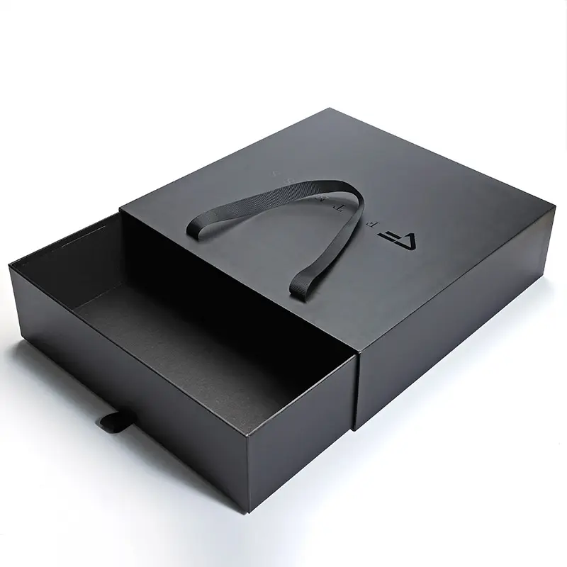 Custom Printing Hard Rigid Cardboard Luxury Sliding Box With handle Rope Gift Sleeve Drawer Box Packaging