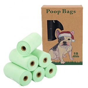 Sacs à déjections canines personnalisés 2024 avec logo, 100 % recyclables, en amidon de maïs + PBAT + PLA, biodégradables, 12 rouleaux - Product Image 1