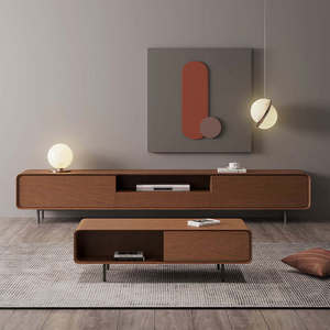 Ensemble <span class=keywords><strong>meuble</strong></span> <span class=keywords><strong>TV</strong></span> et table basse <span class=keywords><strong>en</strong></span> <span class=keywords><strong>bois</strong></span>, <span class=keywords><strong>meuble</strong></span> <span class=keywords><strong>TV</strong></span> réglable avec rangement pour chambre et salon, mobilier de maison moderne et luxueux - Product Image 2