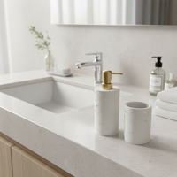 Nouvel ensemble d'accessoires de salle de bain en béton de luxe personnalisé 3 pièces, ensembles cadeaux de salle de bain en ciment pour la maison et l'hôtel