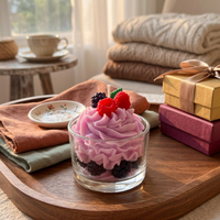 Bougie parfumée artisanale à la fraise, en cire de soja, dans un bocal en verre, pour la décoration de la maison, cadeau d'anniversaire, OEM ODM