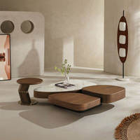 Table basse en bois de design italien, table basse créative irrégulière pour salon, ensemble de table centrale luxueuse pour usage domestique
