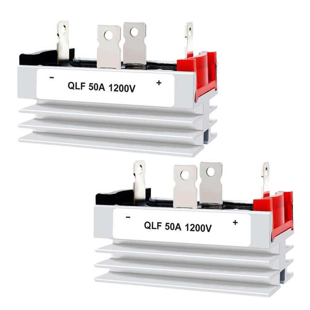 50A Full Rectifier Bridge 1200V AC/DC Input HeatSink with 3V-400Vac; Diode for 12V 24V 48V 110V 120V 240V Pack of 2