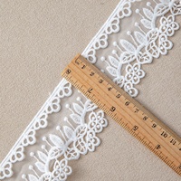 Dentelle en tulle de soie laiteuse creuse de 6 cm, broderie soluble dans l'eau noire et blanche, pour la confection de vêtements et la décoration de robes