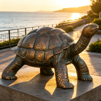 Sculpture géante de tortue en bronze coulé, style faune sauvage réaliste, patine antique, sur mesure, pour la décoration de place urbaine