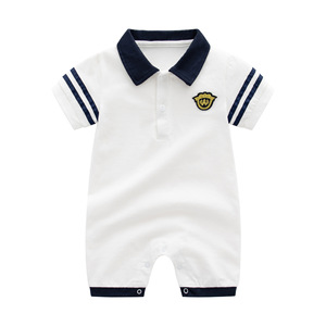 Nouvelle Collection Été 2026 – T-shirt en Coton à Manches Courtes pour Bébé Garçon, Col Rabattu Style Marin, Couleur Unie, Idéal pour les Loisirs - Product Image 3
