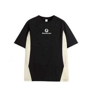 Venta caliente bloque Patchwork Jersey tela hombres 100 algodón camisetas con etiqueta personalizada - Product Image 2