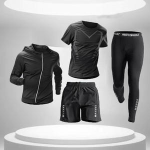 4 pz pantaloni a compressione camicia Top giacca a maniche lunghe set atletici abbigliamento da ginnastica da uomo allenamento - Product Image 4