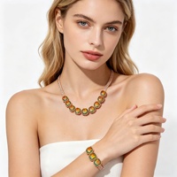 Ensemble collier et bracelet CENDA, nouvelle collection, multicolores, zirconiums cubiques, chaîne serpent, cristaux incrustés, luxe, pour femmes, mariage, fête.