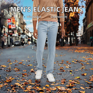 Jeans de Mezclilla para Hombre, Corte Recto, Lavado a la Piedra, Color Azul Claro, Casuales, de Algodón, Cintura Media, Corte Regular, para Primavera - Product Image 4