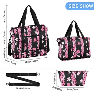 2 in 1 Hawaiian Custom Puakenikeni <b>Lei</b> Pink Wholesale Travel Foldable Bags 32L Lightweight Duffel Large Sport Gym Bag for Travel - Product Image 2