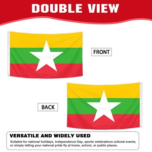 Banderas Promocionales Publicitarias de 90x150cm, Bandera Personalizada de Myanmar, Bandera Nacional Birmana con Estrella Blanca, Poliéster 100D - Product Image 2