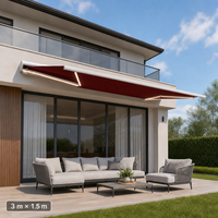 Auvent rétractable motorisé à cassette intégrale pour patio, balcon, jardin, cour, fenêtre, protection solaire extérieure et utilisation en terrasse
