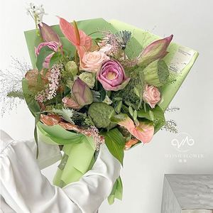 Papier d'emballage de luxe 58*52cm, couleurs printanières imprimées, imperméable, couleur unie, pour bouquet de fleurs, pour fleuriste - Product Image 5