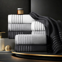 Serviette de toilette pour homme rayée, absorbante, épaisse, personnalisable avec logo brodé, pour hôtel 5 étoiles