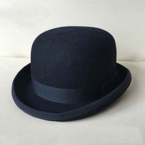 High Quality Wool Felt Hat Unisex Black Vintage 100 Wool Bowler Hat - Product Image 1