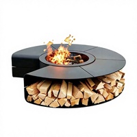 Estufa/Mesa de Chimenea Exterior Moderna Independiente de 1200mm para Villa, con Núcleo Personalizado para Leña/Gas/Alcohol/Atomización