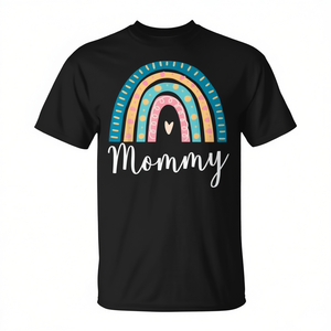 T-shirt Mommy Rainbow a maniche corte con stampa digitale per feste in famiglia, per adulti, femminili - Product Image 2