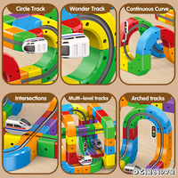 Jouets de construction en briques pour enfants, 123 pièces, bricolage, voie ferrée 3D, camion, train, voiture, cube