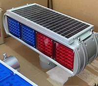 Luz de Señalización de Tráfico LED Intermitente de Doble Cara Roja y Azul, Baliza Estroboscópica, Lámpara de Advertencia Solar