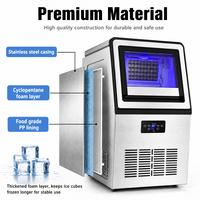 Machine à glaçons commerciale 45 kg/24h pour eau du robinet filtrée et eau en fût, avec fonction de réservation bidirectionnelle, marche/arrêt et réglage de l'heure
