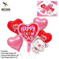 Vente directe d'usine, ensemble de 5 ballons décoratifs sur le thème de la Saint-Valentin, ballons en aluminium rouge LOVE imprimés UV, remplis d'hélium