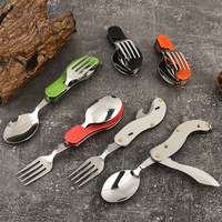 Ensemble de couteau, fourchette, cuillère et baguettes pliables pour l'extérieur ; Kit de couverts de camping portable multifonctionnel détachable en acier inoxydable moderne