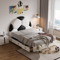 Lit enfant de luxe JINS, design moderne et créatif voiture/football, taille double/simple, cadre en bois microfibre, écologique, rangement scolaire