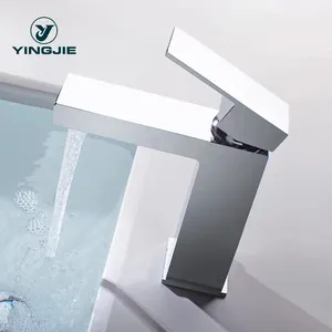 Grifo de latón montado en escritorio para lavabo, mezclador de agua de cobre, cuadrado, para lavabo, gran oferta