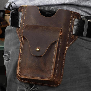 Andong Riñonera de Cuero Genuino de Vaca para Hombre y Niño, Estilo Crazy Horse, Cartera para Teléfono, Bolsa de Cinturón, Bolsos de Exterior, Bolso de Mano - Product Image 1