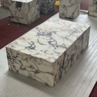 SAIDKOCC Prêt à expédier Socle en pierre de luxe 100% marbre Calacatta Violet d'Italie Table basse rectangulaire en colonne