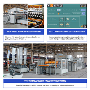 Machine automatique de clouage de palettes en bois HICAS SF1000 EPAL <span class=keywords><strong>EUR</strong></span> 2000 pièces/8h 60 cloueurs PLC CE - Product Image 3