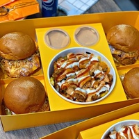 Boîte à emporter écologique personnalisée pour mini-burgers, boîte en papier pour servir en partage, boîte pour poulet frit, frites, emballage pour restauration rapide