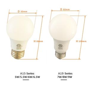 Высокое качество 5 Вт 5,5 Вт 6 Вт 6,5 Вт 7 Вт 8 Вт 9 Вт A15 A19 120 В ETL перечисленные E26 DOB светодиодные лампочки для дома - Product Image 4