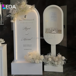 LEDA Elegant White Acrylic <b>Backdrop</b> with Light Led Welcome Sign <b>Stand</b> Hall Decoration Wedding <b>Backdrop</b> <b>Stand</b> for Events Decor - Product Image 1
